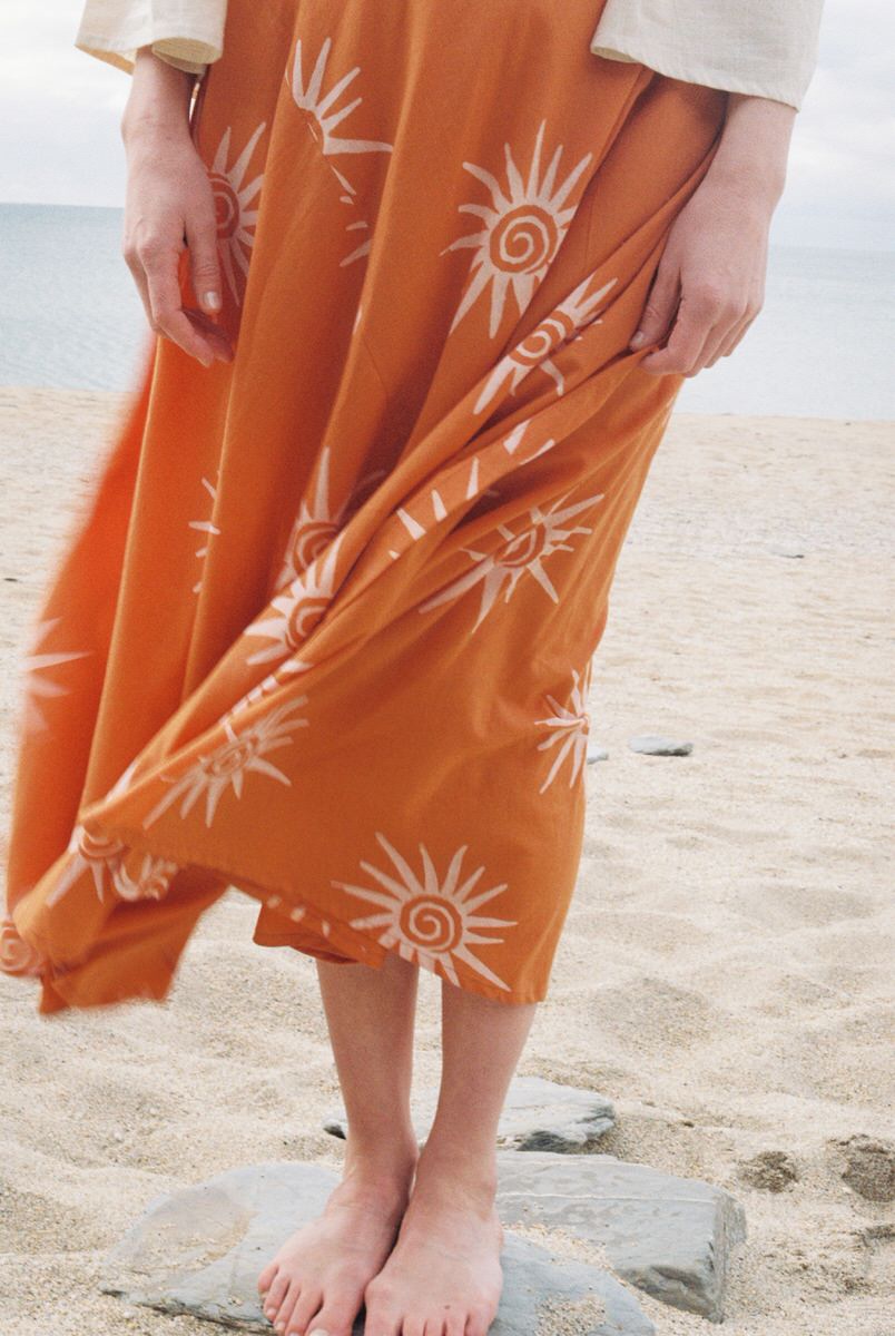 Pre-order • Maxi Wrap Skirt - Sun Swirl Clementine