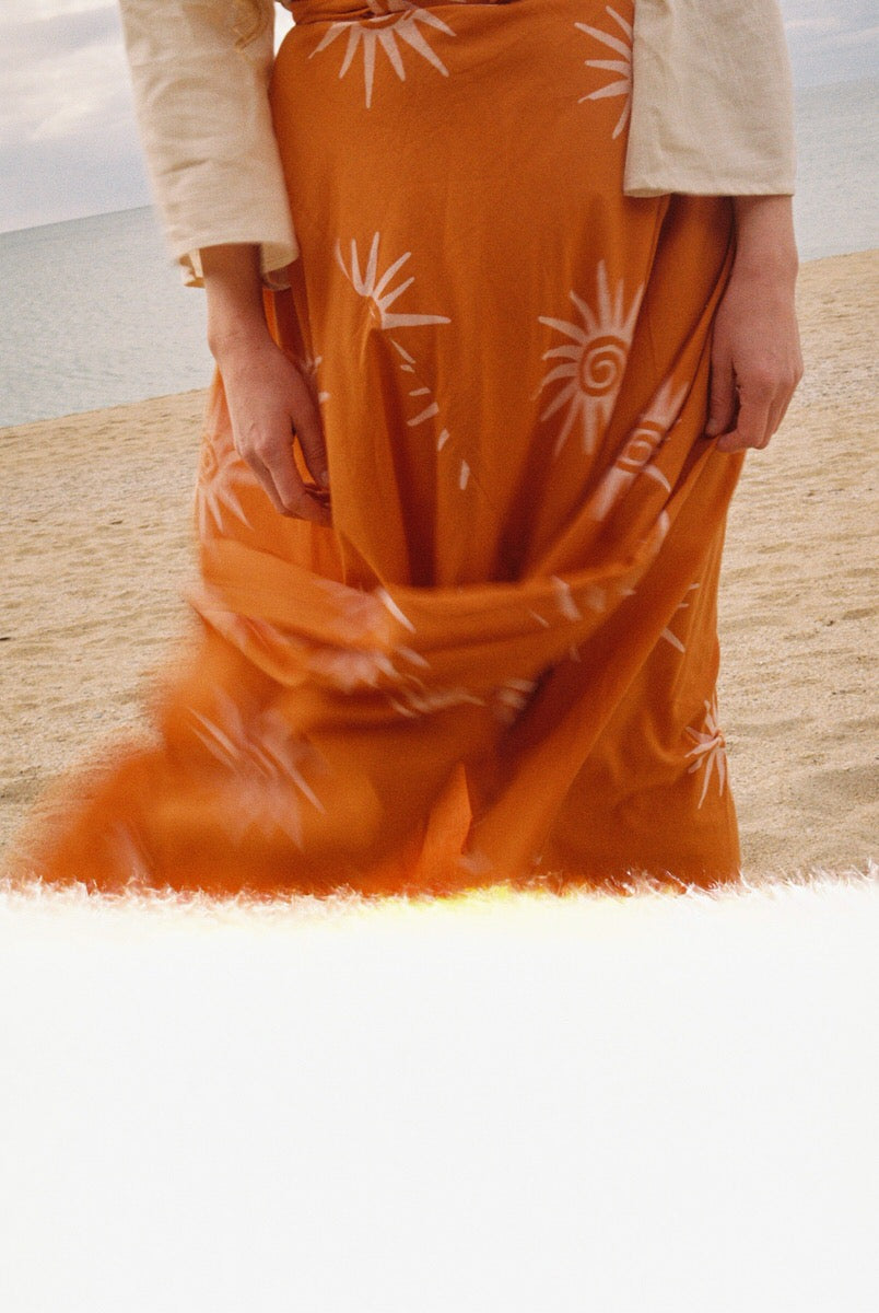 Pre-order • Maxi Wrap Skirt - Sun Swirl Clementine