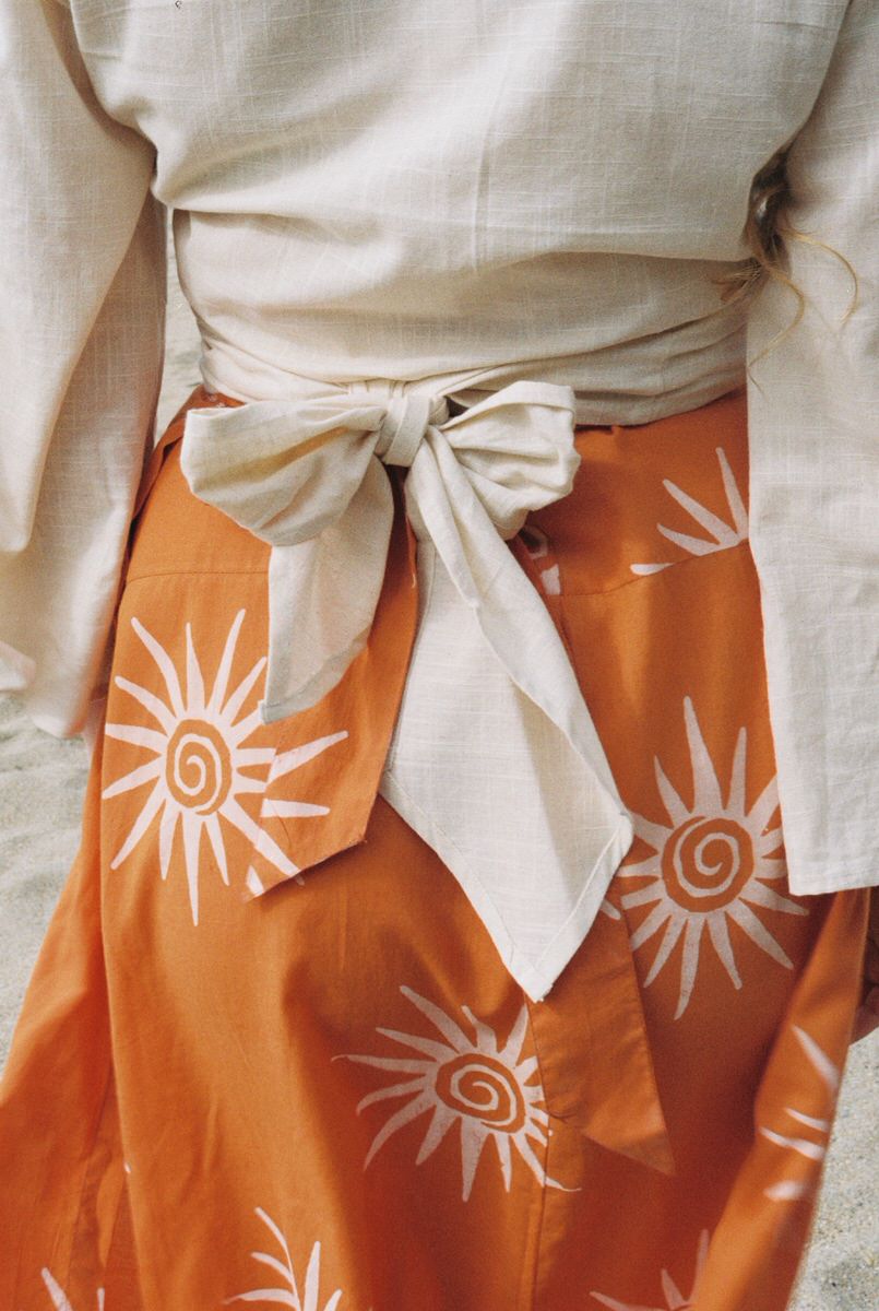 Pre-order • Maxi Wrap Skirt - Sun Swirl Clementine