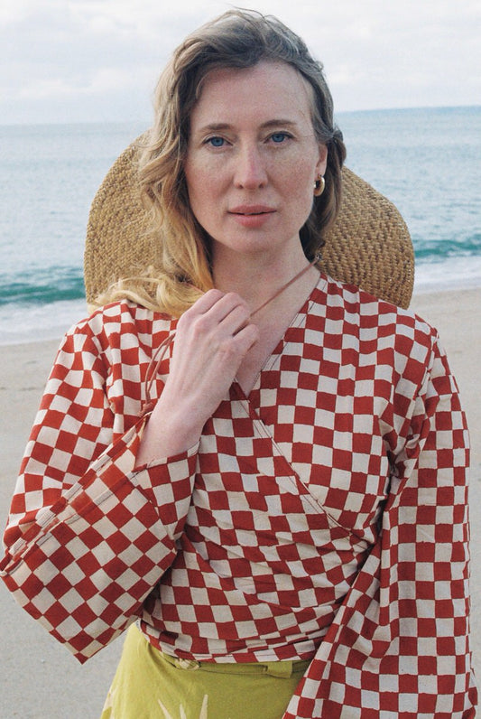 NEW IN • Wrap Top - Red Checkers