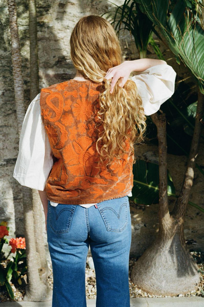 Folk Embroidered Waistcoat - Russet