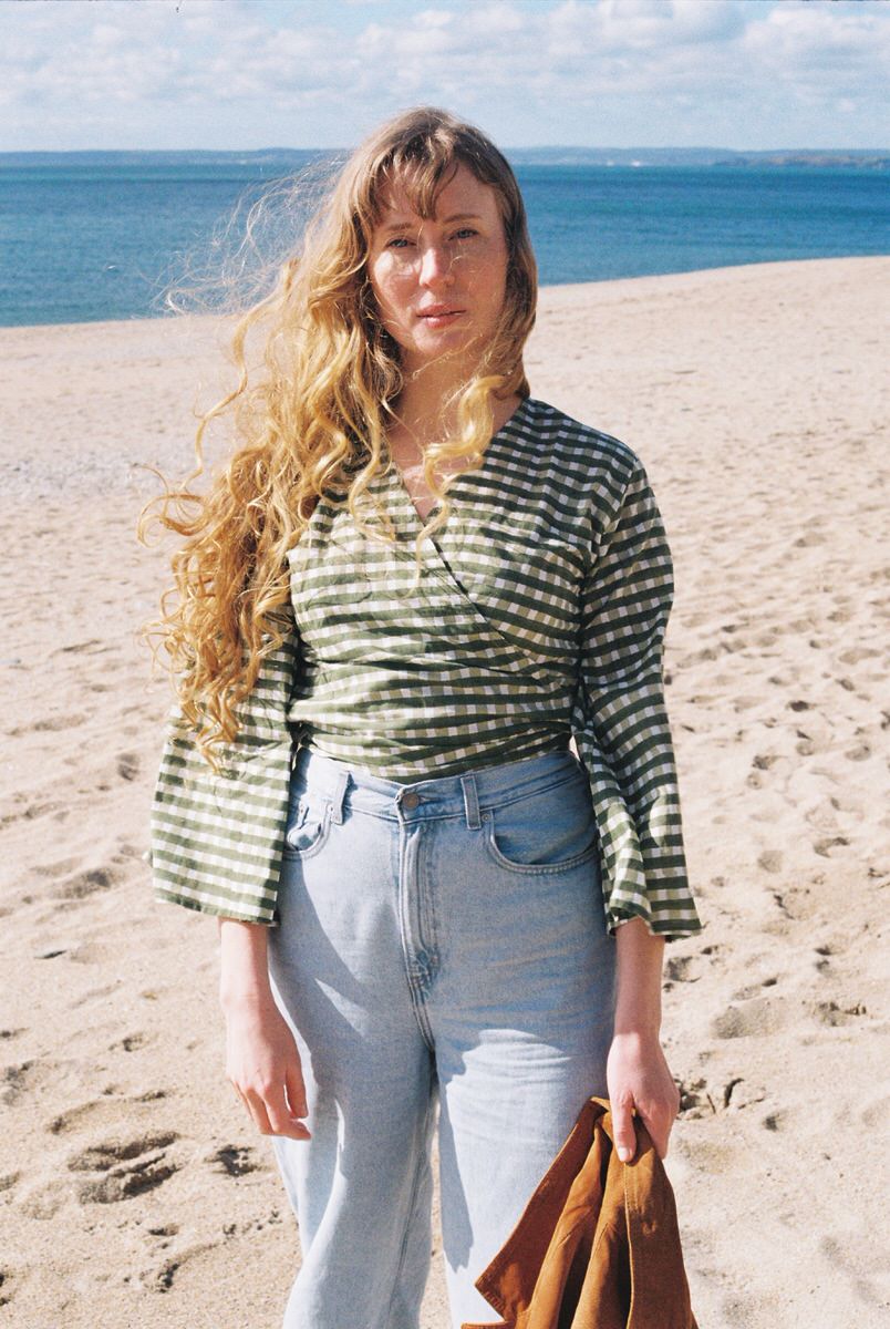 NEW IN • Wrap Top - Gingham Pea