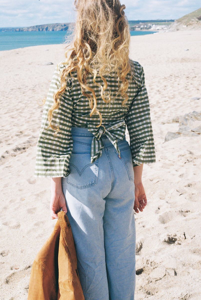 NEW IN • Wrap Top - Gingham Pea