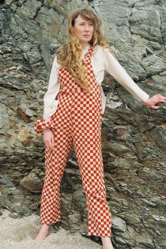 NEW IN • Checkered Dungarees - Clay Red