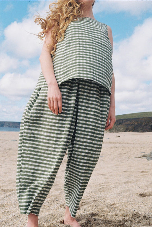 Gingham Trousers - Pea