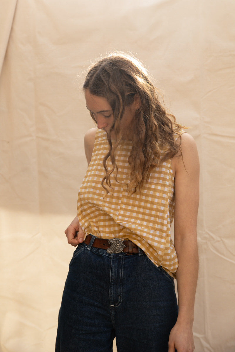 Tank Top - Gingham Lemon