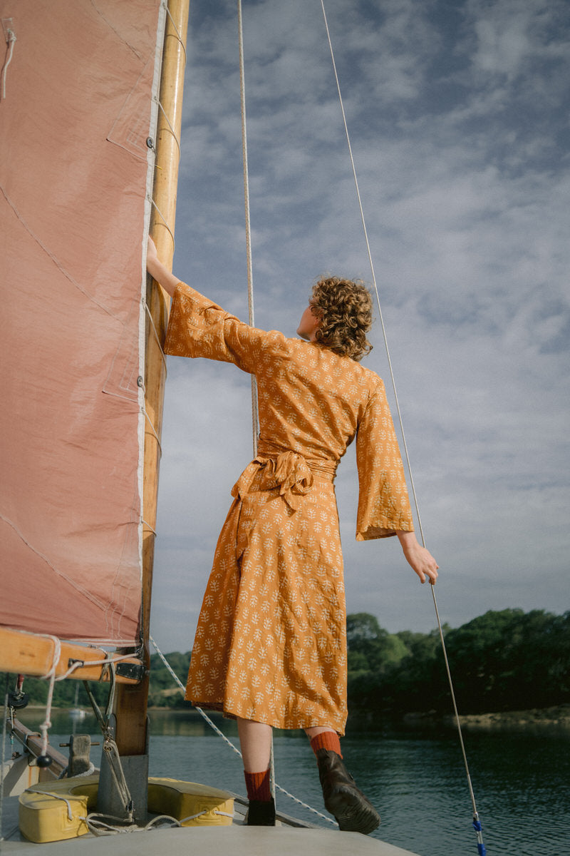 Sunflower Dabu Wrap Top