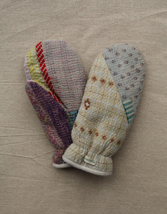 Kantha Mittens