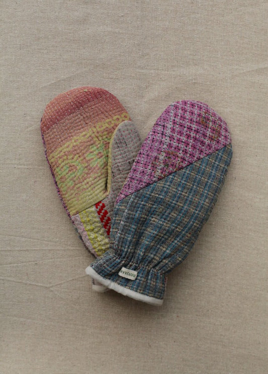 Kantha Mittens