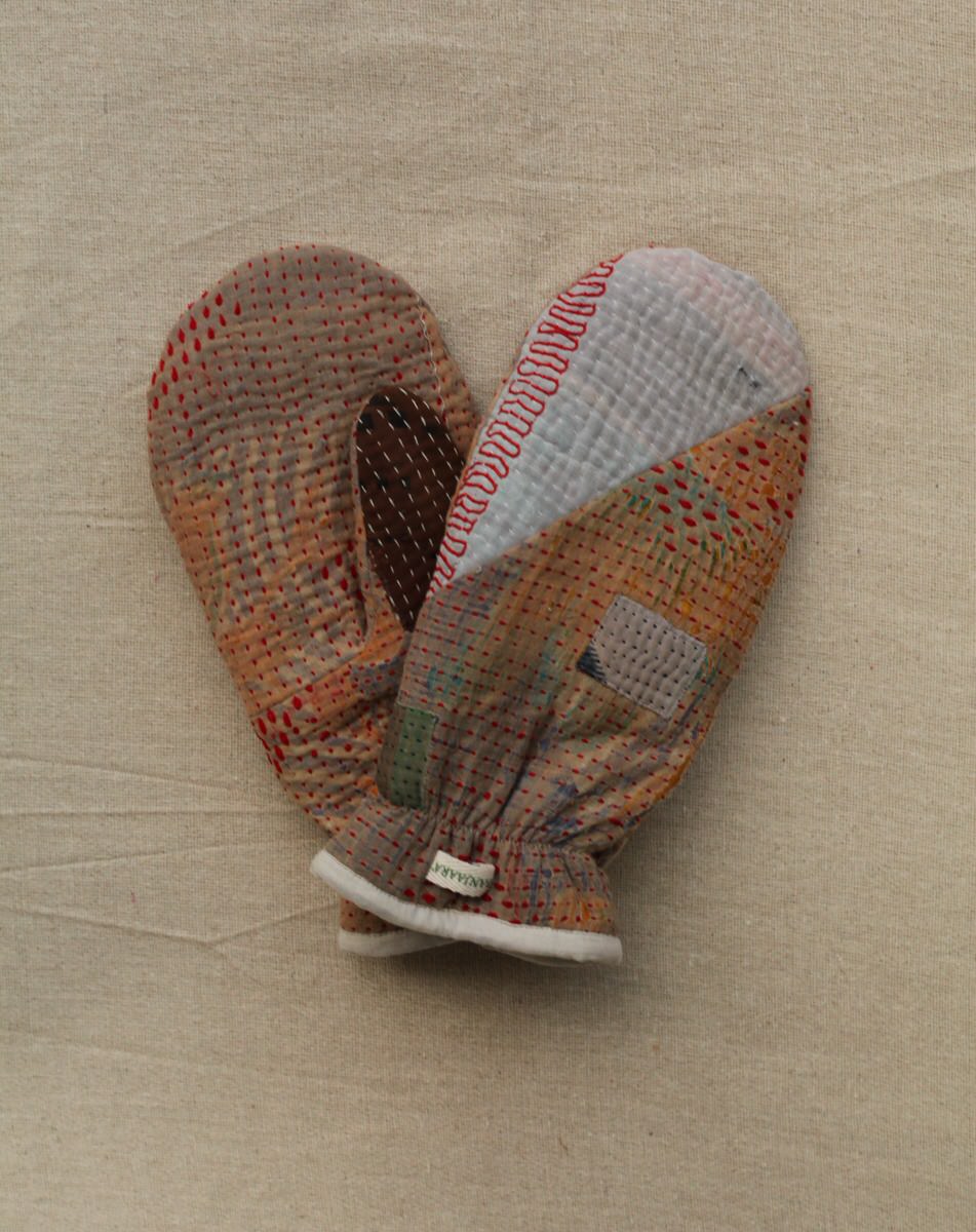 Kantha Mittens