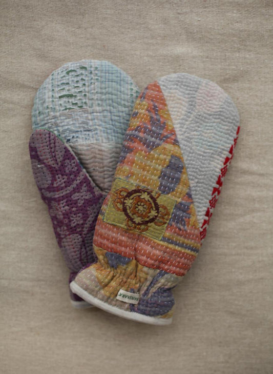 Kantha Mittens