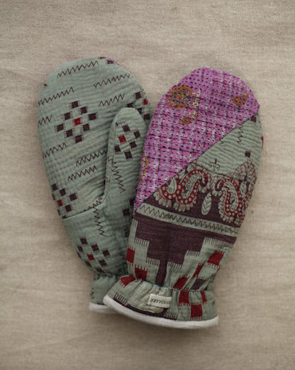 Kantha Mittens