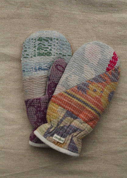 Kantha Mittens