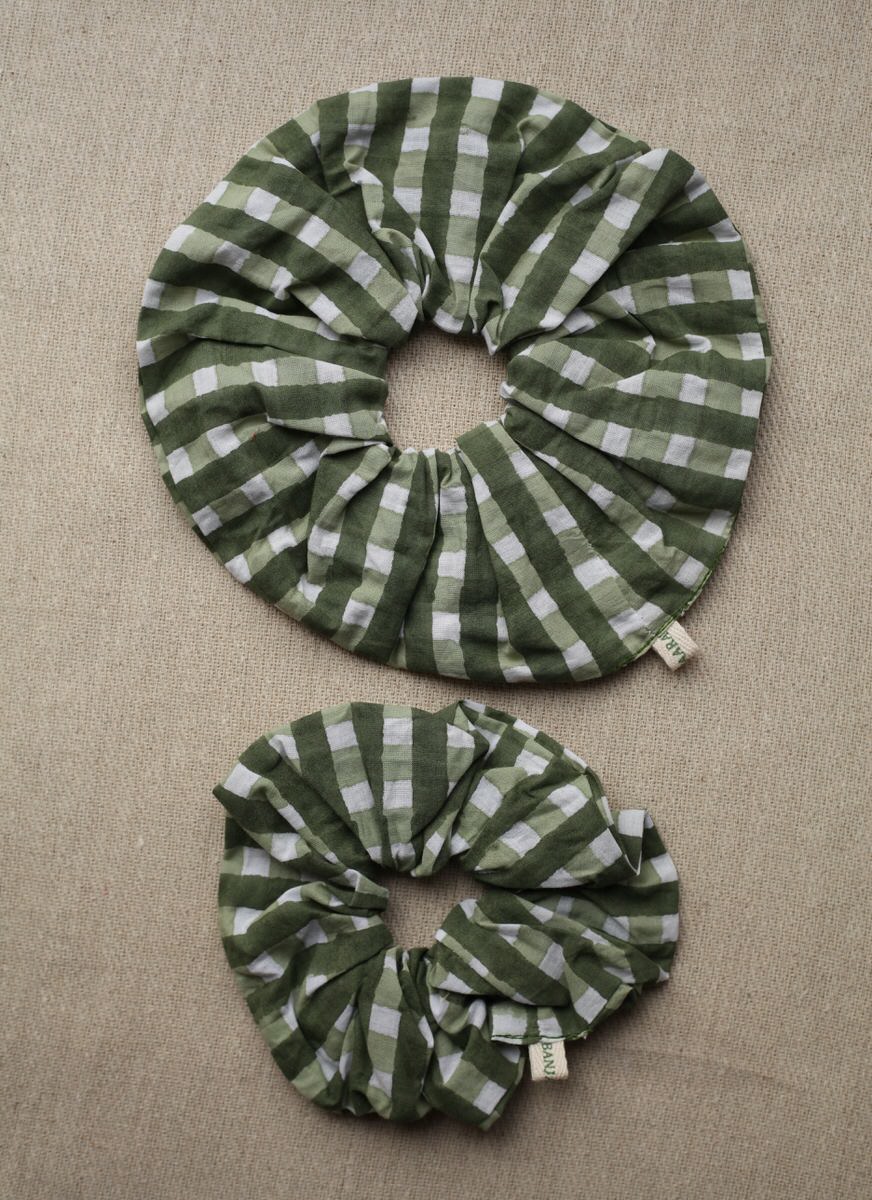 Hair Tie - Gingham Pea